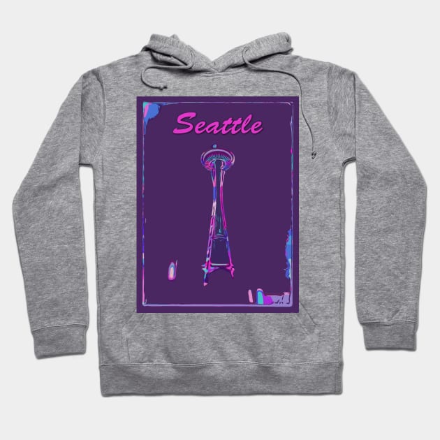 False color Seattle Space Needle Hoodie by WelshDesigns